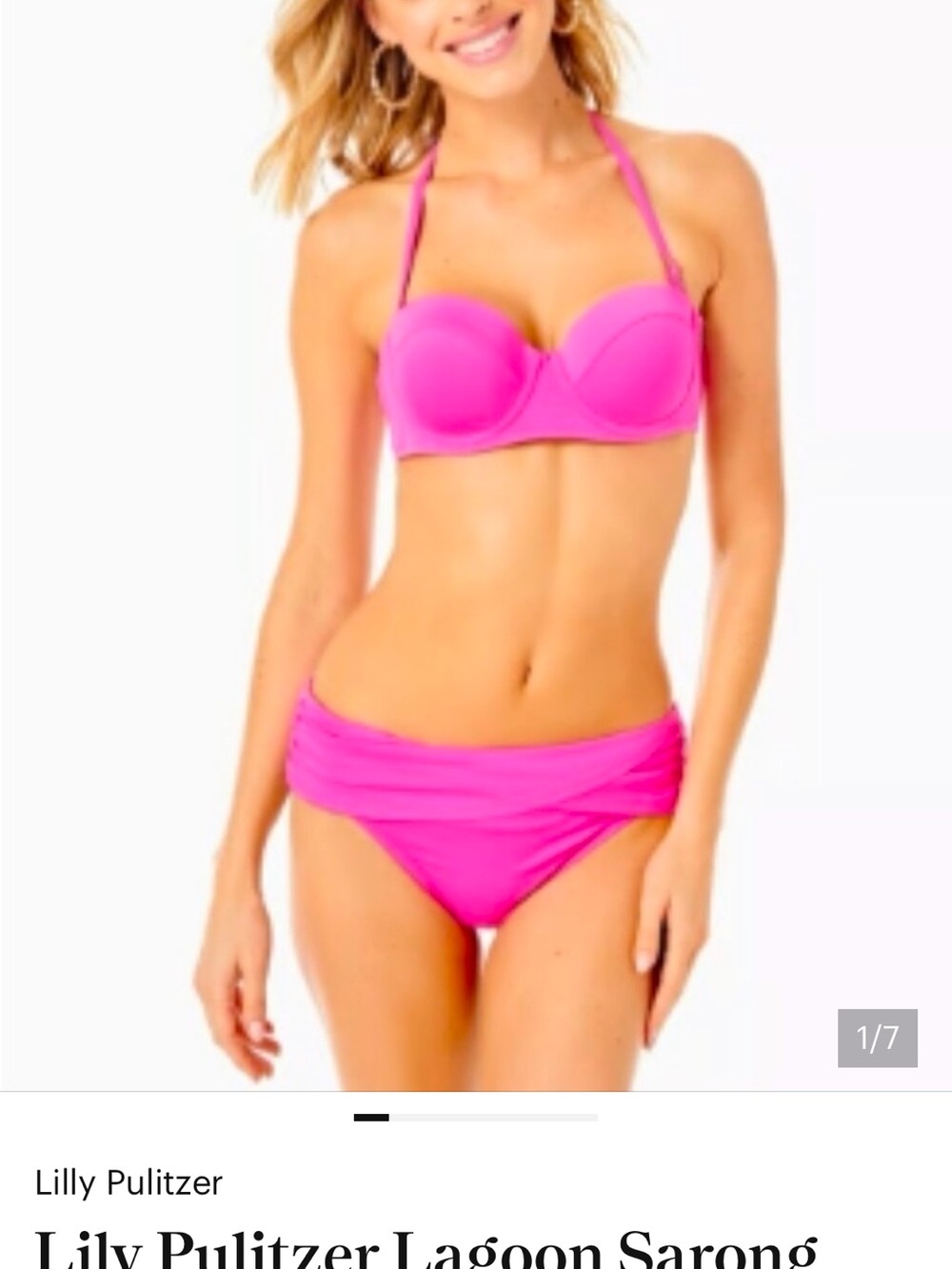 Lilly Pulitzer Bright Pink Convertible Underwire Bikini Top NWOT